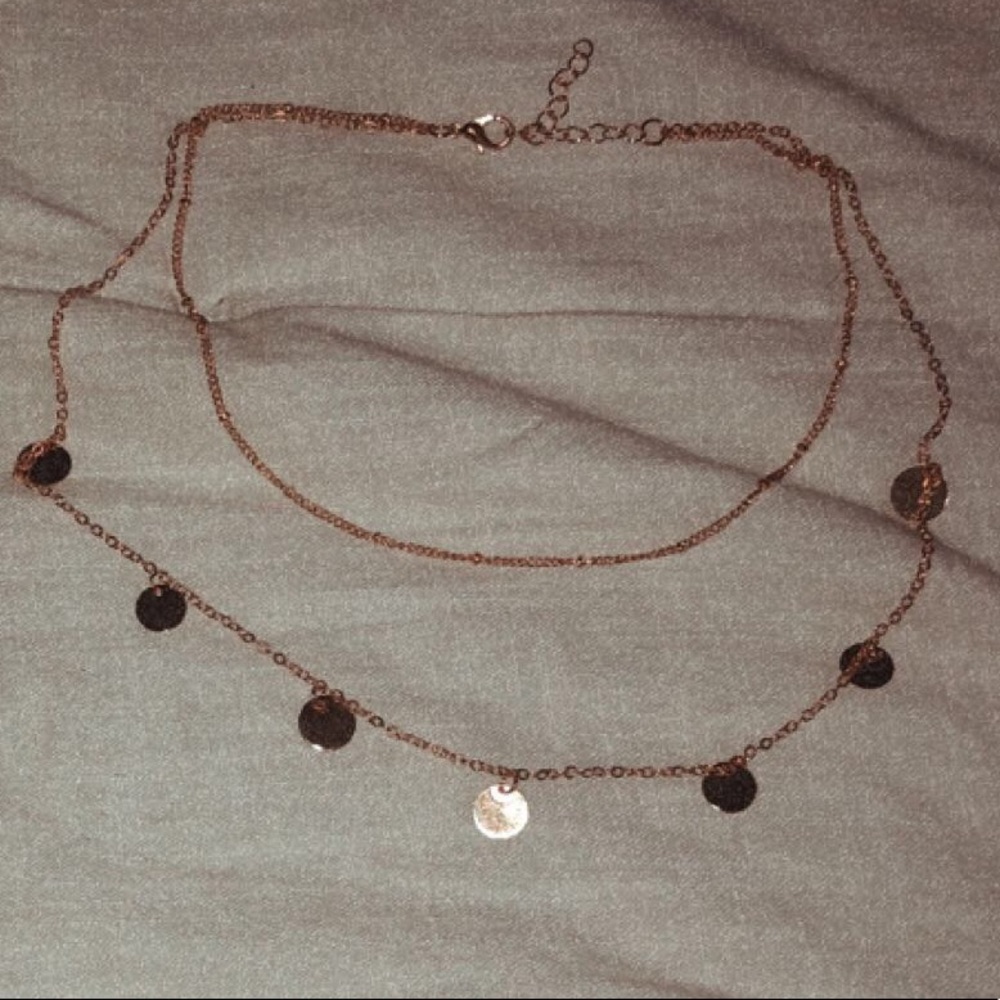 gold disc & choker connected necklace gold!!